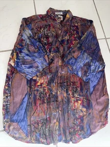 VTG Goouch Shirt Mens XL Abstract Art Rayon Button Short Sleeve 90s Graffiti - Picture 1 of 9