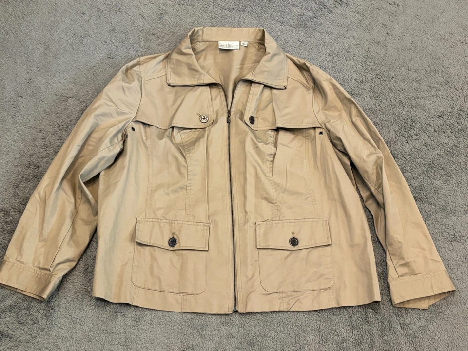 Chaqueta para mujer Studio Works 2XL XXL caqui ligera cremallera completa bolsillos informales Foto 1 de 4