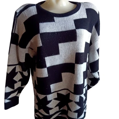 Medium Vintage 1990s Womens Sweater Geometric Jarve Hip Hop Pullover Padded Mom - Image 1 of 4