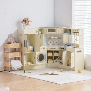 ROBUD Wooden Light Luxury Corner Kitchen Kitchen Playset for Ages 3+ - Picture 1 of 7