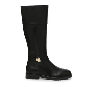 Lauren Ralph Lauren Women Black Leather Brittaney Casual Riding Boots Size 5M - Picture 1 of 9