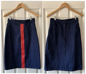 fendi Rock 28 Taille 10 jeansblau rot Streifen hinten Midi - Bild 1 von 7