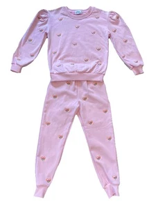 Ensemble jogging fille Lola et les garçons rose coeur arc-en-ciel brodé taille 10 - Photo 1/4