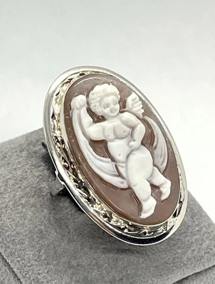 Anello in Argento 925 con Cammeo Sardonico Ovale 30mm – Fatto A Mano - Immagine 1 di 4
