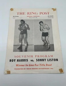 Programa de Boxeo In situ Sonny Liston Vs Roy Harris Original De Colección - Imagen 1 de 3