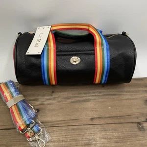 Bolso de Mano de Cuero Vegano Le Miel Negro Arco Iris Bolso de Mano Correa - Imagen 1 de 6