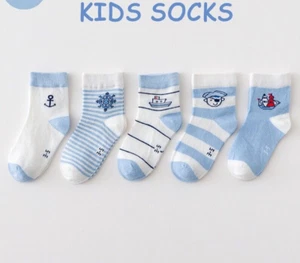 Nemo Baby Boy Socks Loose-top kids Navy Pattern Crew Socks 5 Pack - Picture 1 of 2