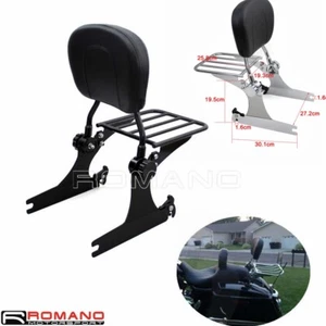 Black Backrest Luggage Rack Sissy Bar For Harley Dyna Super Glide FXD Low Rider - Picture 1 of 9