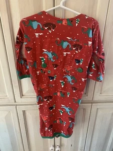 Dog Pajamas Pj's Winter Dinosaur Snow Pattern Red Green L - Picture 1 of 2