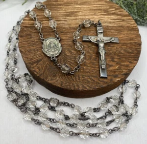 Vintage CREED sterling silver and faceted crystal beads, sterling capped, rosary - Picture 1 of 6