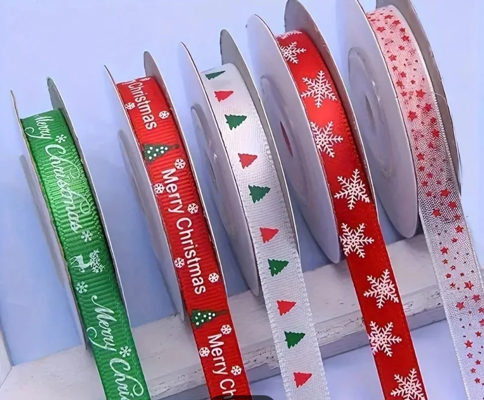 3/8" (1 YD) Satin Christmas Ribbon 5 Options Available - Image 1 of 1