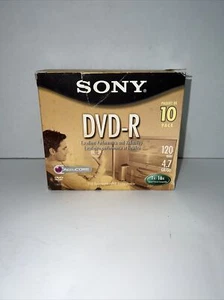 Sony DVD-R 10 Pack Full-Size Jewel Cases 4.7GB/120min 1X-4X New Open Box - Afbeelding 1 van 4
