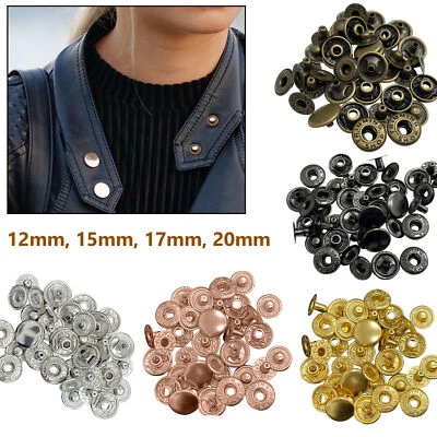12/15/17/20mm S Spring Press Studs Button Large Metal Snap Fasteners Poppers - Image 1 of 4