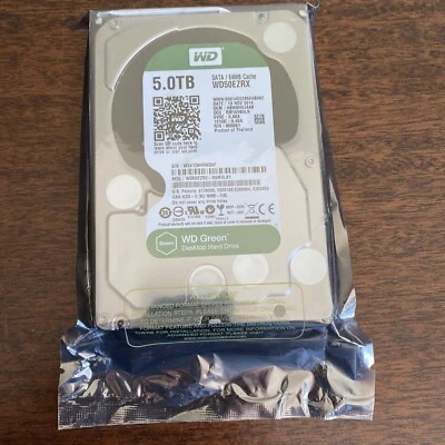 New Sealed Western Digital Green 5TB WD50EZRX 64MB 5400U/min SATA III 3.5 - Image 1 of 2