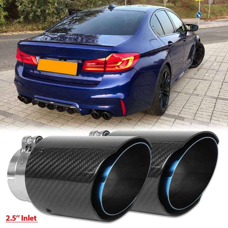 For 5 Series G30 530i 540i 2.5'' Inlet Carbon Fiber Quad Exhaust Tips Stainless - Image 1 of 4