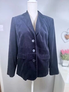 POETRY VELOUR Navy Blue Button Up Jacket Size 16 VGC - Picture 1 of 10