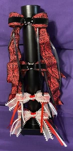 2 Pairs Of Fancy Red And Black Gothic Lolita Hair Bows - Picture 1 of 3