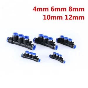 Pneumatic Air Tube Hose Push-In Fittings 5-Way Manifold Connectors 4/6/8/10/12mm - Picture 1 of 13