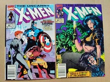Uncanny X-Men 267 VG 268 FN Lot Of 2 NEWSSTAND Jim Lee 1990 Wolverine 2nd Gambit