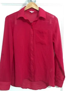 Aeropostale Juniors Tops Size Medium Hot Pink Button Front Blouse Sheer - Bild 1 von 5