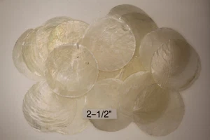 2-1/2" CAPIZ SEASHELLS, Semi Translucent Round Seashells, Craft Supply, SS-95 - Picture 1 of 10