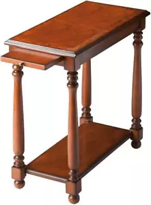 Side Table Rectangular Antique Brass Distressed Rubberwood Wood Olive Ash Burl - Picture 1 of 1