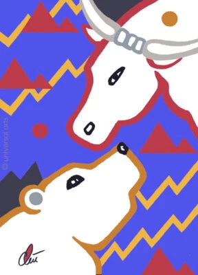 JACQUELINE DITT - Bulle & Bär - Mini  ACEO ltd.Druck Grafik Miniatur ger.sign. - Bild 1 von 3