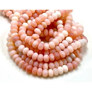 Smooth Pink Opal Natural Gemstone Rondell Shape Beads Strand Size 8-9mm 16" Long - Picture 1 of 6