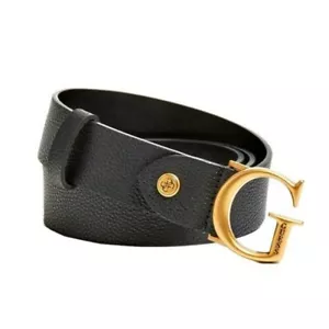 GUESS Women's Belt Logo Fashion Black Buckle Gold Belt Corily BW7451VIN35 - Picture 1 of 5
