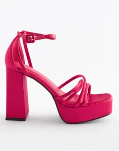 Pink Forever Comfort Block Heel Sandals / Heels 5 Bnwt - Picture 1 of 7