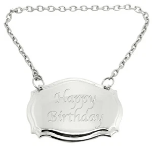 Happy Birthday versilberte Karaffe Etikett - Bild 1 von 3