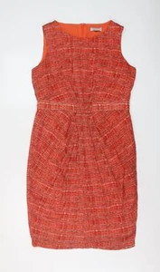 Per Una Womens Orange Geometric Polyester Sheath Size 14 Round Neck Zip - Picture 1 of 10