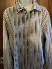 Ted Baker Dress Shirt Size 17 Mens Stripe French Cuff Green Archive Button