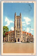 Strathcona Hall Yale University New Haven Connecticut Street View Linen Postcard