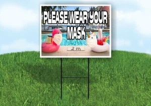 PLEASE WEAR YOUR MASK POOL Yard Sign Road with Stand LAWN SIGN - Picture 1 of 5