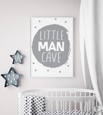 Little Man Cave Circle Grey Nursery Print Kids Room Boys Wall Art Picture Gift