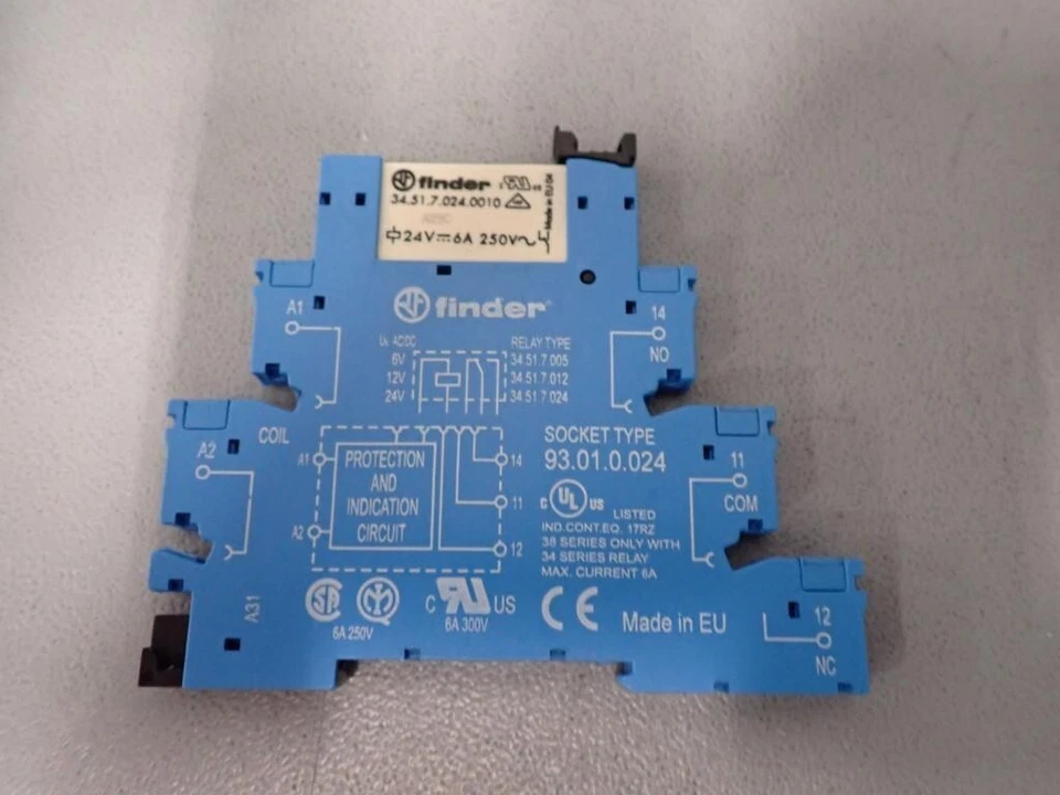 93.01.0.024 - Finder- 34.51.7.024.0010 / Relay 24V 6A 250V Used - Image 1 of 3