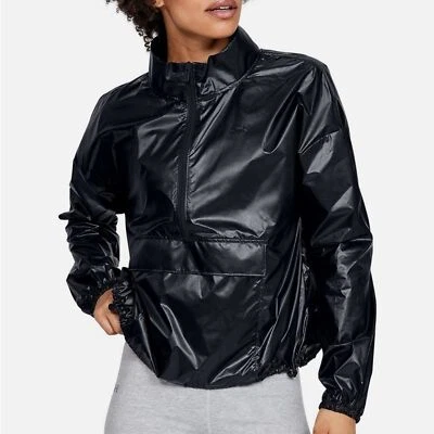 Chaqueta Pullover Under Armour Mujer Negra Metálica Anorak 1/2 Cremallera Grande Foto 1 de 4