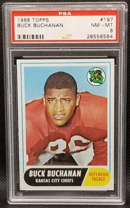 1968 Topps, PSA 8, BUCK BUCHANAN, #197, Kansas City Chiefs, PSA 8, HOF - Picture 1 of 2