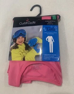NIP CUDDL DUDS COMFORT POLY Girls (L) 2-pc L/Sleeve Crew & Legging Pink - Picture 1 of 5
