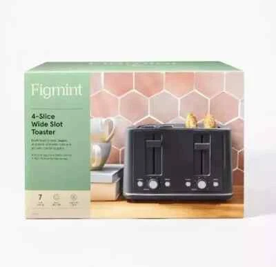 Figmint 4 Slice Toaster, Extra Wide, 7 Shade Setting, Stainless Steel - Gray NEW - Image 1 of 4