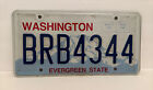 WASHINGTON LICENSE PLATE - BRB4344 - EVERGREEN STATE