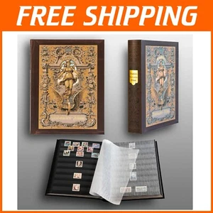 Classic 60-Page Stamp Album with Embossed Gold Foil - Perfect for Collectors - Picture 1 of 7