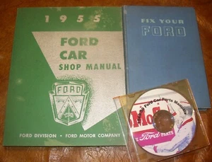 1955 Ford Shop Book Manual Skyliner Customline Mainline Fairlane Crown Victoria - Foto 1 di 6