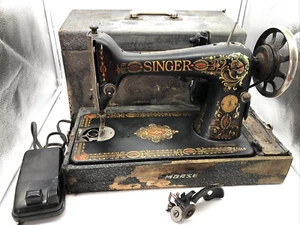 Antique Singer 66 Sewing Machine Red Eye Treadle Head Heavy Duty WORKS! *READ*! - Picture 1 of 12
