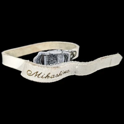 Mikashima Puntera Clip Correa Cuero Blanco Dorado Pedal de Escritura MKS Ciclismo Genuino Foto 1 de 4