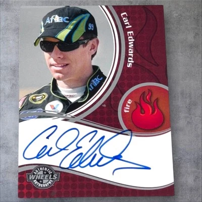 Carl Edwards PACK PULLED NASCAR HOFer signed card 2009 WHEELS AUTHENTICS FIRE - Image 1 of 2