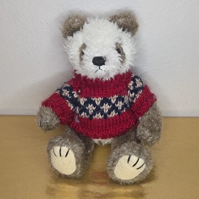 Hugfun CHRISTMAS Sweater Teddy Bear Fully Jointed 1998 Vintage 9” - Image 1 of 4