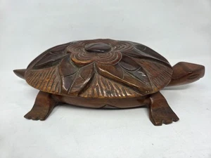 Vintage 14" Wooden Turtle Trinket Box from Haiti - Picture 1 of 7