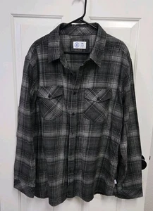 Hurley Mens Shirt XXL Gray Plaid Paradise City Flannel Button Up Skate NEW - Picture 1 of 4